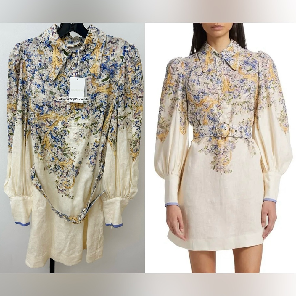 NWT Zimmermann Dress|Zimmermann Tama Mini Dress Floral Belted (AU 3/US 10)
